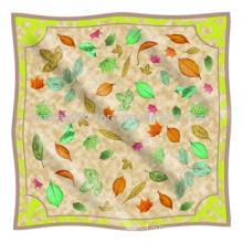 Весна Оригинальный дизайн листьев Большого размера Шелковый мусульманский шарф